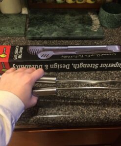 Cave Tools 17" Long Handle Stainless Steel Grill Tongs with Locking Bracket - BBQ Grill Accessories 33 817Fts6XsL