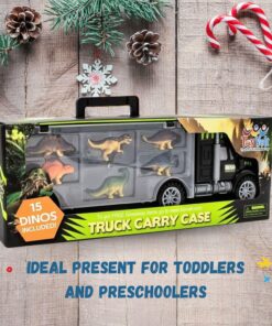 Dinosaur Toys for Kids 3-7. Dino Truck Carrier with 15 Figures + Bonus Book 20 817GKx36LSL