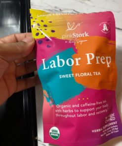 Pink Stork Labor Prep Tea, Organic Red Raspberry Leaf Tea with Chamomile and Rosehip, Caffeine-Free, Pregnancy Must Haves, Labor and Delivery Essentials, Third Trimester Pregnancy Tea - 15 Sachets Sweet Floral 44 817GYpVVPZL