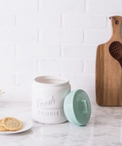 DII Kitchen Accessories Collection Ceramics, Cookie Jar, Aqua 24 817HhsCcq1L