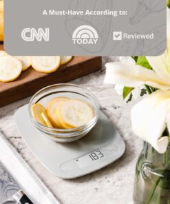 Greater Goods Gray Food Scale - Digital Display Shows Weight in Grams, Ounces, Milliliters, and Pounds | Perfect for Meal Prep, Cooking, and Baking | A Kitchen Necessity Designed in St. Louis Plastic Ash Grey 33 817I0qT3zL
