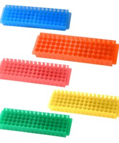 Bio Plas 0061 Assorted Polypropylene Microcentrifuge PCR Tube Rack, 80-Well, Pack of Five
