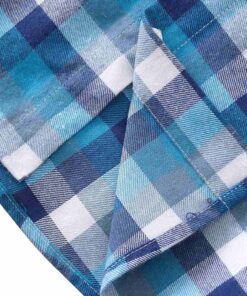 Bienzoe Boys Button Down Shirt: Kids Plaid Flannel Long Sleeve Shirts 7-8 Years Blue 13 817J7smxpcL