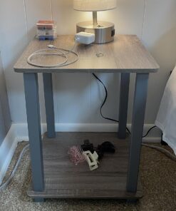 Furinno Simplistic Set of 2 End Table, French Oak Grey/Grey French Oak/Grey 2-Pack, Plastic Pole 15.6 x 15.6 42 817JyR3wcYL