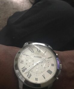 Fossil Grant Men's Watch with Chronograph Display and Genuine Leather or Stainless Steel Band Silver, Brown 30 817K84DakLL