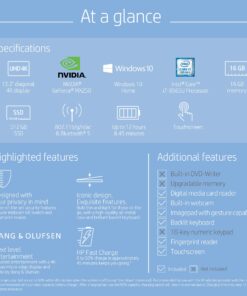 HP ENVY 13-13.99 Inches Thin Laptop w/ Fingerprint Reader, 4K Touchscreen, Intel Core i7-8565U, NVIDIA GeForce MX250 Graphics, 16GB SDRAM, 512GB SSD, Windows 10 Home (13-aq0044nr, Natural Silver) Intel Core i7 8th Gen 29 817LBXgZE1L