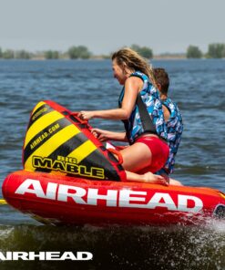 Airhead Big Mable Towable 1-2 Rider Tube for Boating and Water Sports, Heavy Duty Full Nylon Cover with Zipper, EVA Foam Pads, Patented Speed Safety Valve for Inflating & Deflating, Dual Tow Points 22 817MF3KAXL