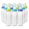 Evenflo Feeding Classic Clear Plastic Standard Neck Bottles for Baby, Infant and Newborn - Teal/Green/Blue, 8 Ounce (Pack of 12) 8 Ounce (Pack of 12) Teal / Green / Blue
