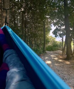 Wise Owl Outfitters Camping Hammock - Camping Essentials & Camping Gifts, Portable Hammock Single or Double Hammock for Outdoor, Indoor w/Hammock Straps Navy & Lt Blue Medium 35 817NJErBQ1L