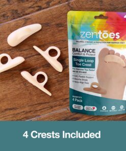 ZenToes Hammer Toe Straightener and Corrector 4 Pack Crests Relieve Foot Pain, Pressure, Discomfort | Flexible Silicone Comfort | Align, Improve Stability | Stain, Odor Resistant 9 817O QsxL7L