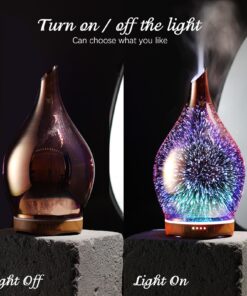 Porseme 280ml Essential Oil Diffuser, 3D Glass Aromatherapy Diffusor, Ultrasonic Cool Mist BPA Free Aroma Humidifier with Timer and Color Changing Function, Waterless Shut-Off for Home Office Room G2-280ml Rose Gold Aladdin Vase 18 817O5wyEaIL