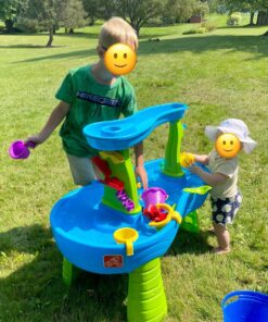 Step2 Rain Showers Splash Pond Toddler Water Table, Outdoor Kids Water Sensory Table, Ages 1.5+ Years Old, 13 Piece Water Toy Accessories, Blue & Green Without Umbrella PlaySet 46 817U7w4l3L 2