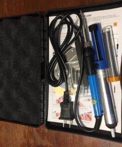 Soldering Iron Kit Electronics, 60W Adjustable Temperature Soldering Iron with Tips Desoldering Pump Solder Wire Tube Soldering Iron Holder Tool Carrying Case 56 817VhldF6jL