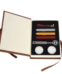 Alternative view of Samyo Wax Seal Stamp Kit Retro Creative Sealing Wax Stamp Maker Gift Box Set Brass Color Head with Vintage Classic Alphabet Initial Letter (M) Letter M