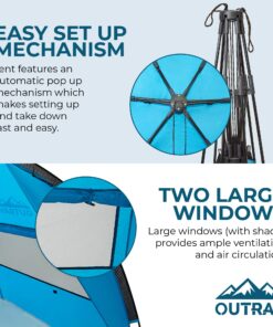 Outrav Pop Up Beach Tent - Quick and Easy Set Up, Family Size, Portable Sun and Water Shelter and Shade Canopy - for Fishing, Camping, Hiking and Outdoor Activities Blue 13 817XtYLv5SL