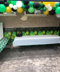 Beistle Jungle Trees Wall Backdrop, 4’ x 30’ – Photo Backdrop, Easy to Adhere Wall Covering, Tropical Party Decorations, Jungle Party Decorations, Greenery Backdrop, Party Decor 44 817XzX tXyL