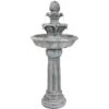 Sunnydaze Ornate Elegance 42-Inch Tiered Solar Fountain with Battery Backup and LED Light - Submersible Pump - White 102 817YT1LN01L