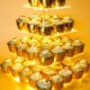Vdomus 4 Tier Acrylic Cupcake Stand Pastry Stand with LED String Lights Dessert Tree Tower Cake Pyramid for Birthday Wedding Party Babyshower Christmas, Holds up to 50 Cupcakes (Warm) Gold 4 Tier Square 22 817c9jIZlRL