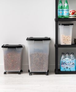 IRIS USA 65qt/16.2gal Airtight Pet Food Storage Container, Black 50 lbs Clear/Black 24 817cKvxuLL