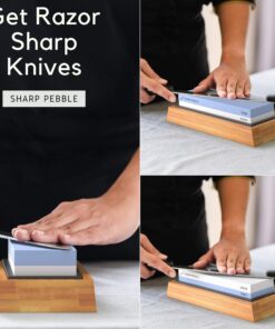 Sharp Pebble Premium Whetstone Knife Sharpening Stone 2 Side Grit 1000/6000 Waterstone- Whetstone Knife Sharpener- NonSlip Bamboo Base & Angle Guide 30 817dLaiPcxL