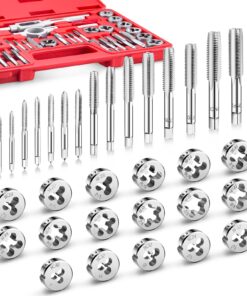 EFFICERE 40-Piece Premium Tap and Die Set, SAE Unified Screw Thread, Size #4 to 1/2” | Include UNC Coarse, UNF Fine and NPT Threads | Essential Threading Tool Kit with Complete Handles and Accessories 24 817ddYjm0L