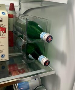 mDesign Plastic Free-Standing Wine Set Rack Storage Organizer for Kitchen Countertops, Pantry Cabinet, Fridge Organization - Holds Water Bottle and Alcohol Bottles - 2 Pack - Clear 2 bottle 33 817eSpcuJPL