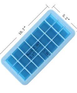 Mirenlife Ice Cube Trays Silicone with Lids, BPA Free Ice Cube Tray, Silicone Ice Trays for Chilled Drinks, Whiskey & Cocktail, 21 Cubes, Blue, Set of 2 9 817enWEAL