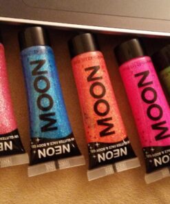 Moon Glow - Blacklight UV Glitter Face & Body Gel - 0.42oz Set of 6 - Blacklight Face Paint - glows brightly under Blacklight 30 817iYeSiBpL