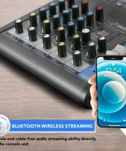 Pyle Professional Audio Mixer Sound Board Console System Interface 4 Channel Digital USB Bluetooth MP3 Computer Input 48V Phantom Power Stereo DJ Studio Streaming FX 16-Bit DSP processor-PMXU43BT 23 817lGoBp27S