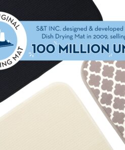 Alternative view of S&T INC. Dish Drying Mat for Kitchen, Absorbent, Reversible Microfiber Dish Mat, 16 Inch x 18 Inch, White Trellis