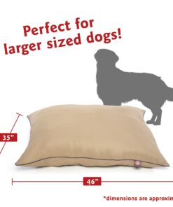 Majestic Pet Rectangle Large Dog Bed Washable – Non Slip Comfy Pet Bed – Dog Crate Bed Super Value Pillow Dog Bed – Dog Kennel Bed for Sleeping - Dog Bed Large Breed 46 x 35 Inch – Solid Khaki 46.0"L x 35.0"W x 7.0"Th 24 817naSb1uVL
