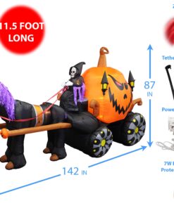 Alternative view of 11.5 Foot Long Inflatable Grim Reaper Driving Pumpkin Carriage