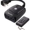 DEWENWILS Light Sensor Timer Waterproof, Plug in Timer Switch, 100 ft Range Remote Control with 2 Grounded Electrical Outlets for Outdoor String Lights, 15A 1/2HP UL Listed
