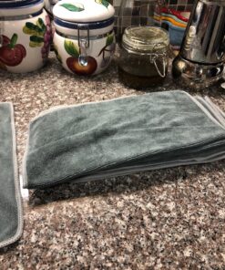 SINLAND Microfiber Cleaning Cloth Ulura Absorbent Softer Towel Reusable Cleaning Cloth Streak Free Lint Free Cleaning Cloth for Home, Kitchen, Car, Window Use 12x12 Inch Slate Grey 6 Pack 35 817s6nucjxL