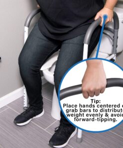 Vaunn Deluxe Folding Safety Toilet Rail, Adjustable and Foldable Toilet Safety Frame, Bathroom Handrail Assist Grab Bar Handle, Gray 27 817t1mwn3xL