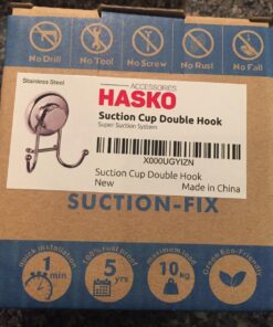 HASKO accessories - Powerful Vacuum Suction Cup Hooks Holder for Towel, Robe and Loofah - Stainless Steel Hook for Bathroom and Kitchen (Chrome) 40 817uXIojb3L