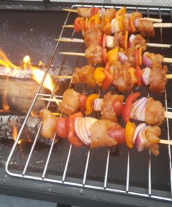 Sunnydaze 36-Inch Northland Outdoor Rectangular Fire Pit with Cooking Grill, Poker, and Spark Screen - Black Finish 38 817wOBiuP7L