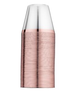 100 Rose Gold Plastic Cups 9 Oz Clear Plastic Cups Old Fashioned Tumblers Rose Gold Rimmed Cups Fancy Disposable Wedding Cups Elegant Party Cups with Rose Gold Rim 29 818 eG5P60L