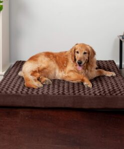 Furhaven Orthopedic Dog Bed for Large Dogs w/ Removable Washable Cover, For Dogs Up to 95 lbs - Ultra Plush Faux Fur & Suede Mattress - Chocolate, Jumbo/XL Ultra Plush Curly Faux Fur (Chocolate) 40.0"L x 32.0"W x 4.0"Th Orthopedic Foam 30 8183XDsep8L 1
