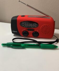 Esky Emergency Hand Crank Radio with 3 LED Flashlight, AM/FM/NOAA Portable Weather Radio with 2000mAh Power Bank Phone Charger, Solar Powered USB Charged Radio for Indoor Outdoor Camping, SOS Alarm Red 54 8183d5khhuL