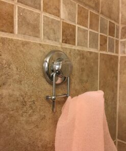 HASKO accessories - Powerful Vacuum Suction Cup Hooks Holder for Towel, Robe and Loofah - Stainless Steel Hook for Bathroom and Kitchen (Chrome) 42 8183wJcf7L