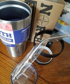 North Stainless Steel Vacuum Insulated 5-Piece Tumbler Set, 30 oz, Travel Mug For Home, Office, School – Like Yeti Tumbler For Ice Drink & Hot Beverage Stainless Steel 30 oz 43 8184gZCj6 L