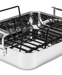 Viking Culinary 3-Ply Stainless Steel Roasting Pan, Includes a Nonstick Rack, Dishwasher, Oven Safe, Works on All Cooktops including Induction 35 8184ni6aa3L