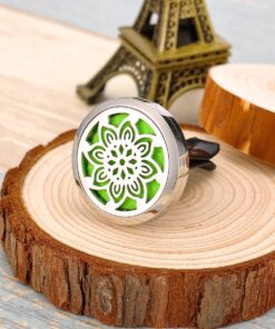 HOUSWEETY Car Air Freshener Aromatherapy Essential Oil Diffuser - Flower Stainless Steel Locket,11 Refill Pads (Style 1) Style 1 13 8184v8uWZeL
