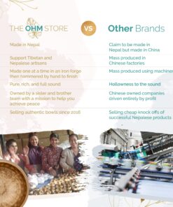 Ohm Store Tibetan Singing Bowl Set — Meditation Sound Bowl Handcrafted in Nepal for Yoga, Chakra Healing, Mindfulness, and Stress Relief — Unique Spiritual Gifts for Women and Men Bronze 27 8186G4P1AgL