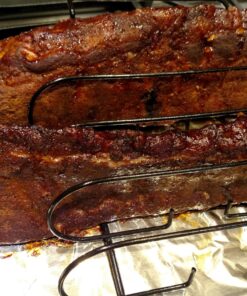 Sorbus® Non-Stick Rib Rack - Porcelain Coated Steel Roasting Stand – Holds 4 Rib Racks for Grilling & Barbecuing - Perfect BBQ Accessories for Smoker and Grill - Durable and Convenient Design (Black) 31 8188zmMKPL