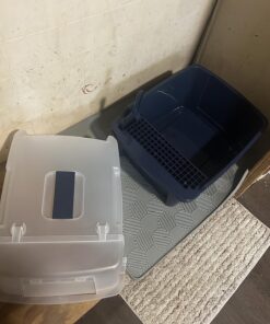 IRIS USA Large Split-Hood Cat Litter Box with Scoop and Grate, Blue Split Hooded - Navy 41 8189LZcPEAL