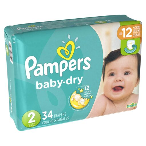 Pampers Baby Dry Diapers Size 2 (12-18 lbs) - Pack of 34 diapers