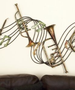Deco 79 Metal Musical Notes Wall Decor with Trumpets, 39" x 4" x 22", Brown 39" x 4" x 22" 18 818KlXHiyIL