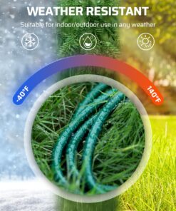 DEWENWILS 25 Ft Outdoor Extension Cord Multiple Outlets for Christmas, Evenly Spaced 3 Outlets Plugs with Safety Cover, 16/3 SJTW Weatherproof Wire for Outdoor Lights and Holiday Decorations Green 18 818QeXZevEL